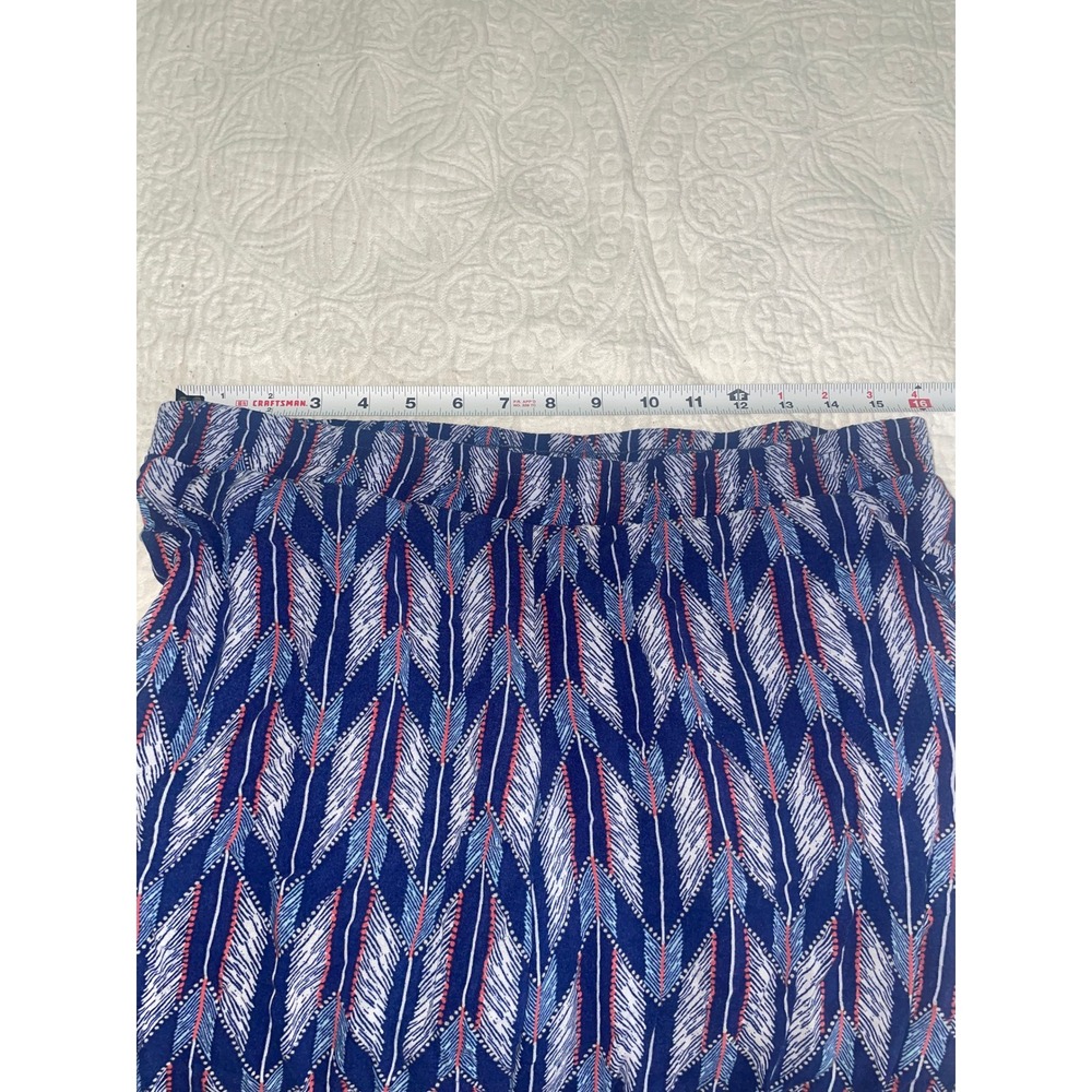 H&M Divided Blue Ikat Feather Print Relaxed Tapered Leg Pants Womens Size 8 - Picture 7 of 8